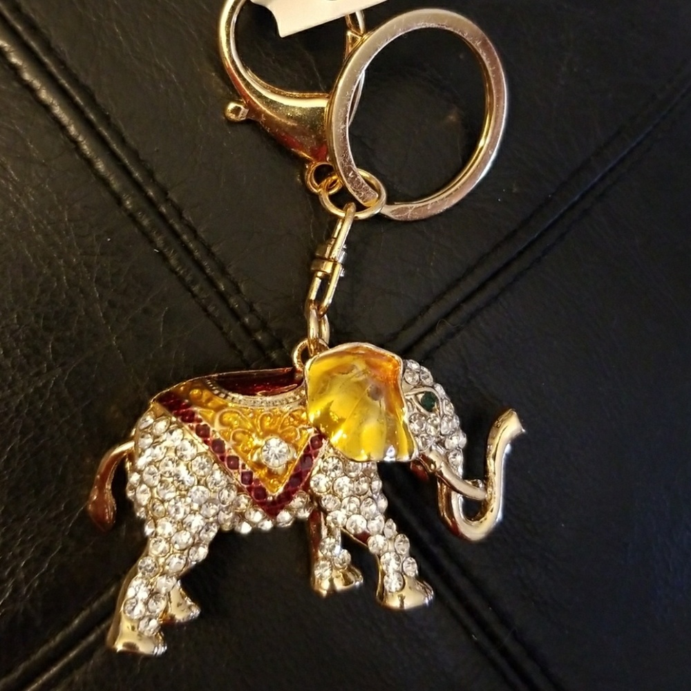 New Lucky Elephant Rhinestone Crystal Keyring - Picture 3 of 7
